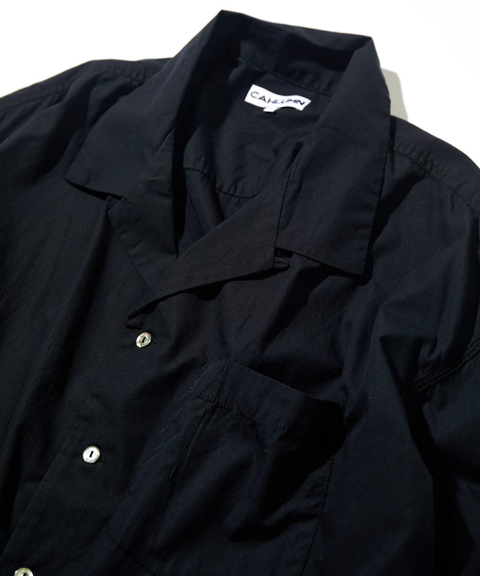 Magazine Pocket Broadcloth Open Collar Shirt