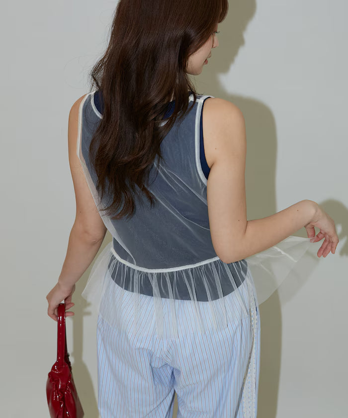 <Set Item> Tulle Layered Tank Top Limited Edition