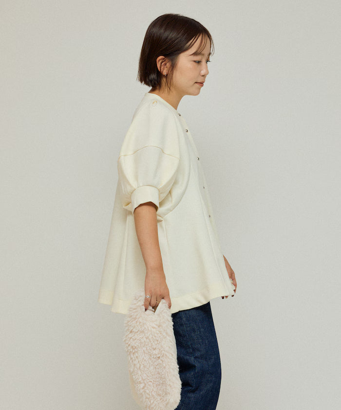Cardigan with Peplum and Puff Sleeves