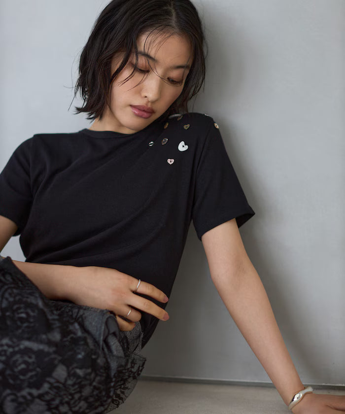Many Button Cotton Modal Short Sleeve T-Shirt