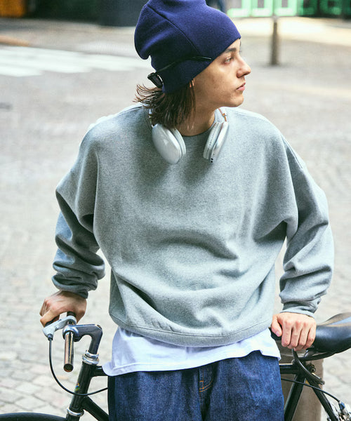 12oz Short Length Heavyweight Crew Neck Sweat/Short Length 【Limited Edition】 - Heather Gray