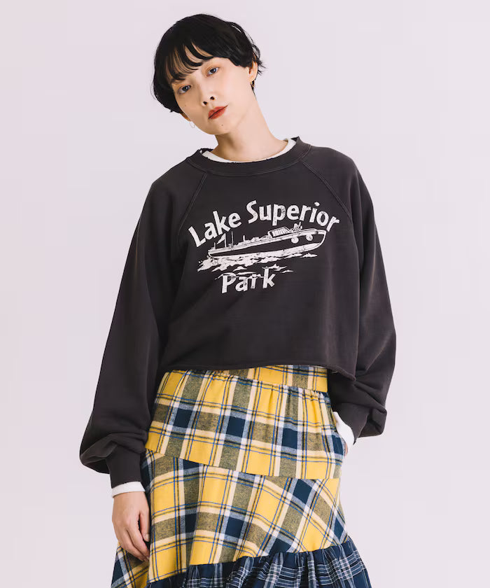 Grunge Cutoff Short Sweatshirt - Black