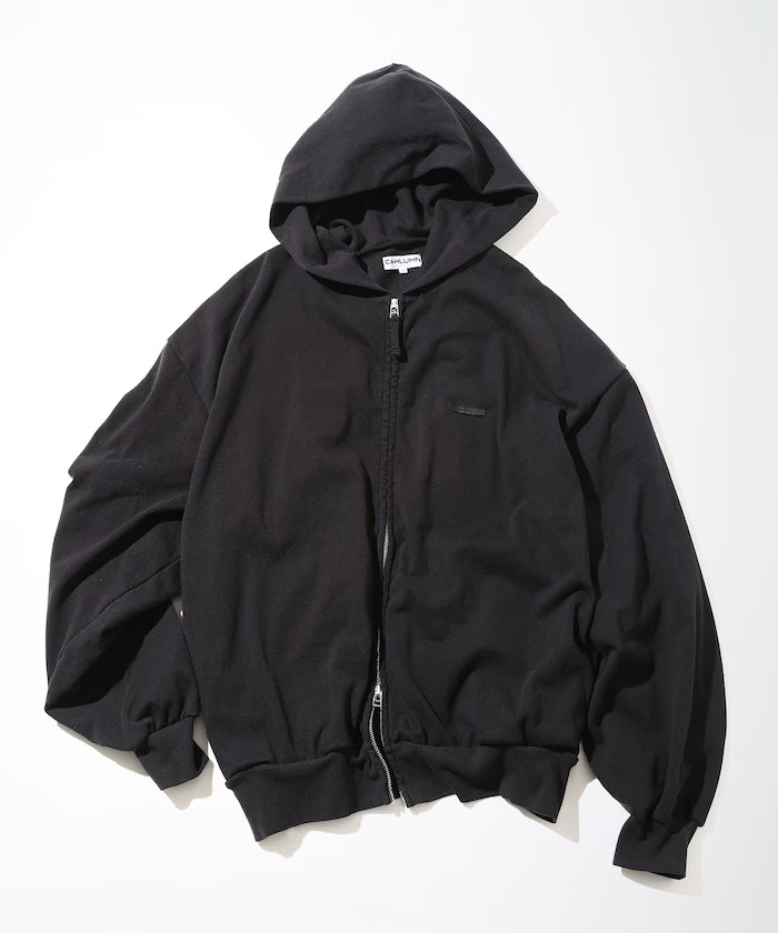 Heavy Weight Jersey Thermal Lined Zip Hoodie - Black