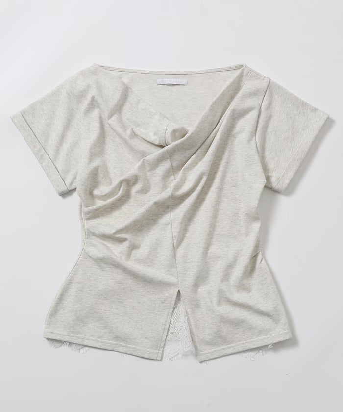 Lace Docking Draped Neck Top 【Limited Edition】