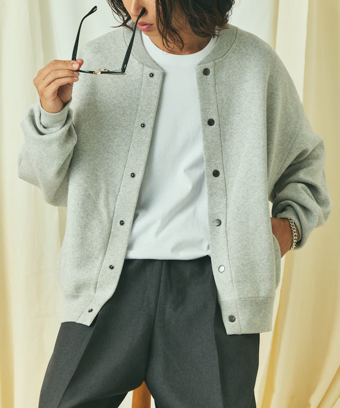 Relax Fit Relax Fit Sweat-like Knit Crew Neck Snap Cardigan [Limited Edition]