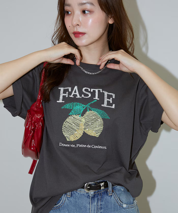Lemon Embroidery T-shirt Limited Edition - Charcoal Gray