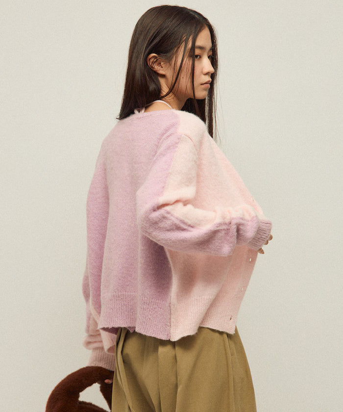 Alpaca Blend Bicolor Knit Cardigan