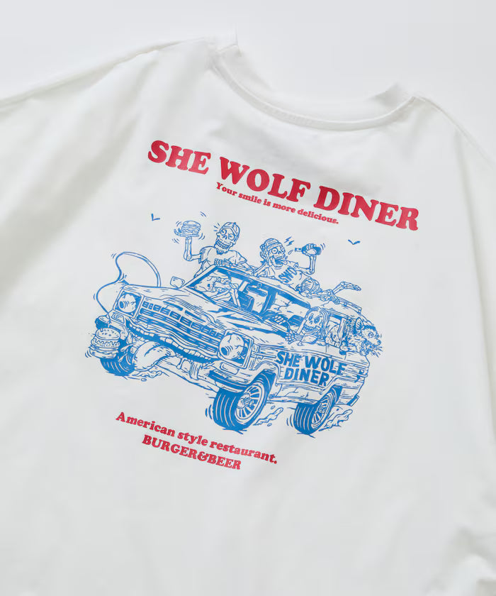 Limited Release SHE WOLF DINER × FREAK'S STORE Shewolf Diner Exclusive Big Silhouette Back Print T-Shirt Antibacterial Odor Resistance Quick Dry