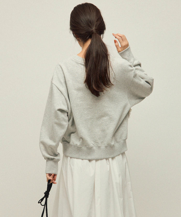 Organic Cotton Gather Ribbon Sweat / Relaxed Fit / French Terry Sweat