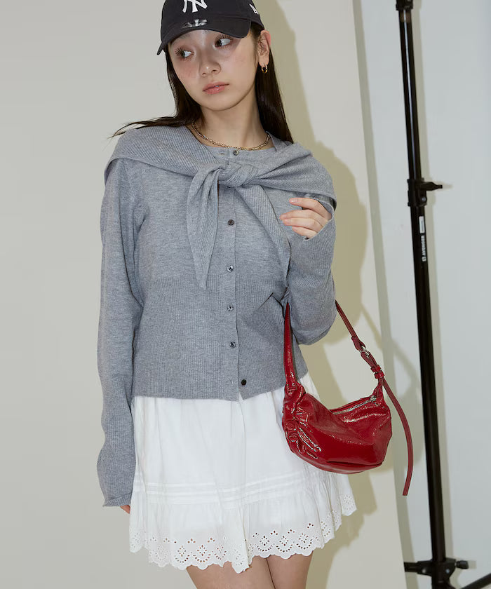 Stole Set Crew Neck Cardigan Limited Edition - Gray