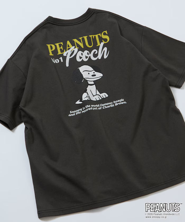 PEANUTS/Peanuts Exclusive Big Silhouette Back Print Crew Neck T-Shirt/POOCH [Limited Edition]