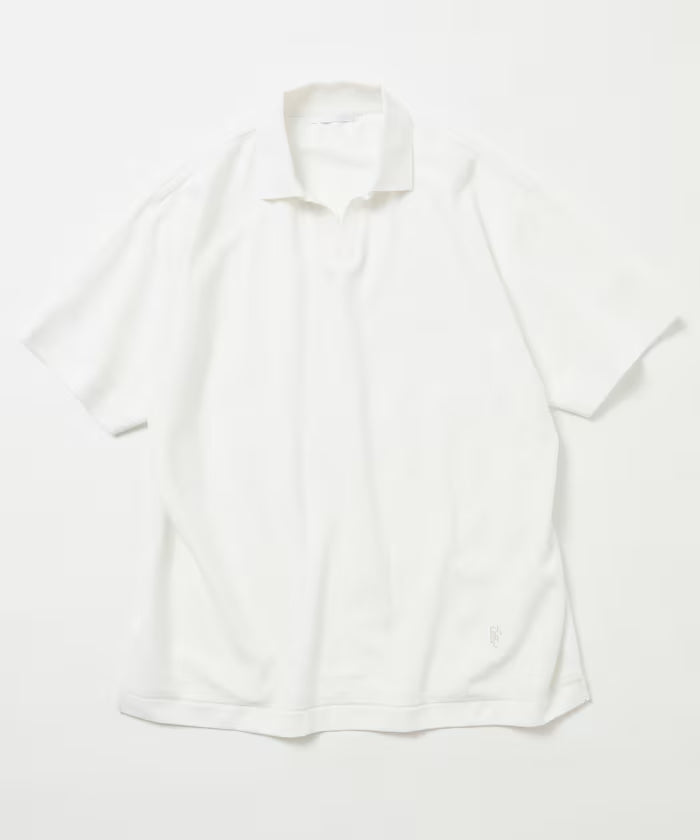 One Point Embroidered Pique Skipper Polo Shirt
