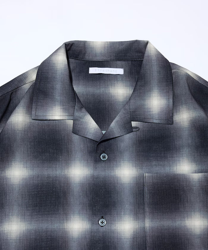 Mesh Open Collar Pattern Short Sleeve Shirt / Allover Design Open Collar Shirt / Big Silhouette