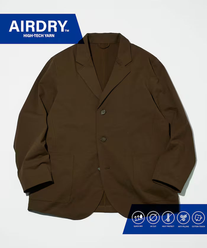 AIRDRY HIGH TECH YARN High Performance Material Tailored Jacket Set Up Relaxed Fit - Brown