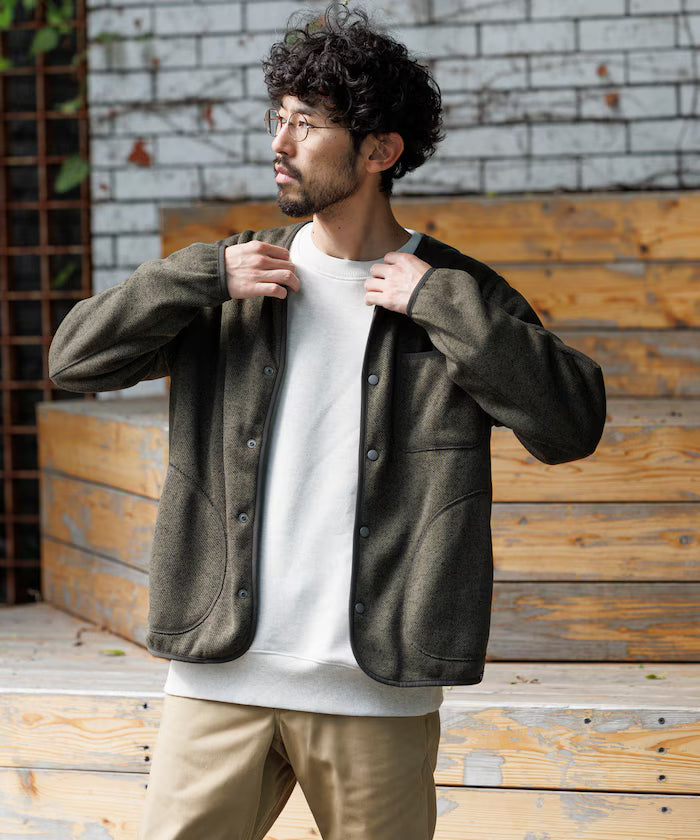 Relaxed Fit Knit Fleece Cardigan