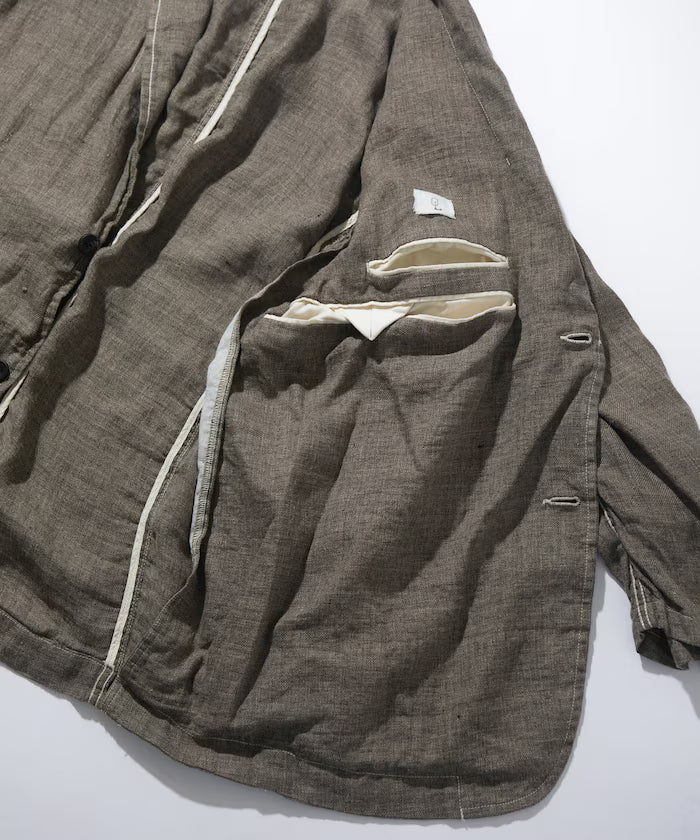 French Linen Tweed Tailored Jacket