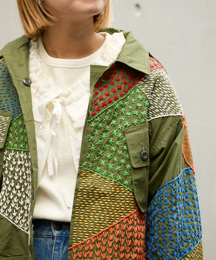 Vintage Hand-Stitch Remake Military Shirt Plain