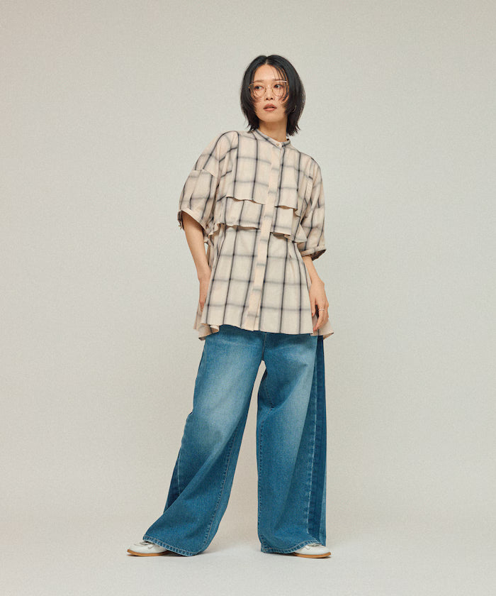 Ombre Check Flare Yoke Shirt / 5-Minute Sleeve Check Shirt