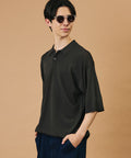 [New Color Added] SUPER ICE / Super Ice Short Sleeve Polo Neck Knit / Contact Cold Sensation - Charcoal