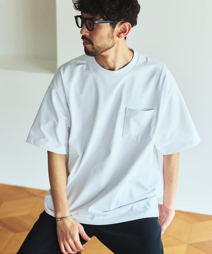 AIRDRY HIGH TECHYARN 7.7oz Big Silhouette Crew Neck Pocket T-Shirt Quick-dry Heat Shield