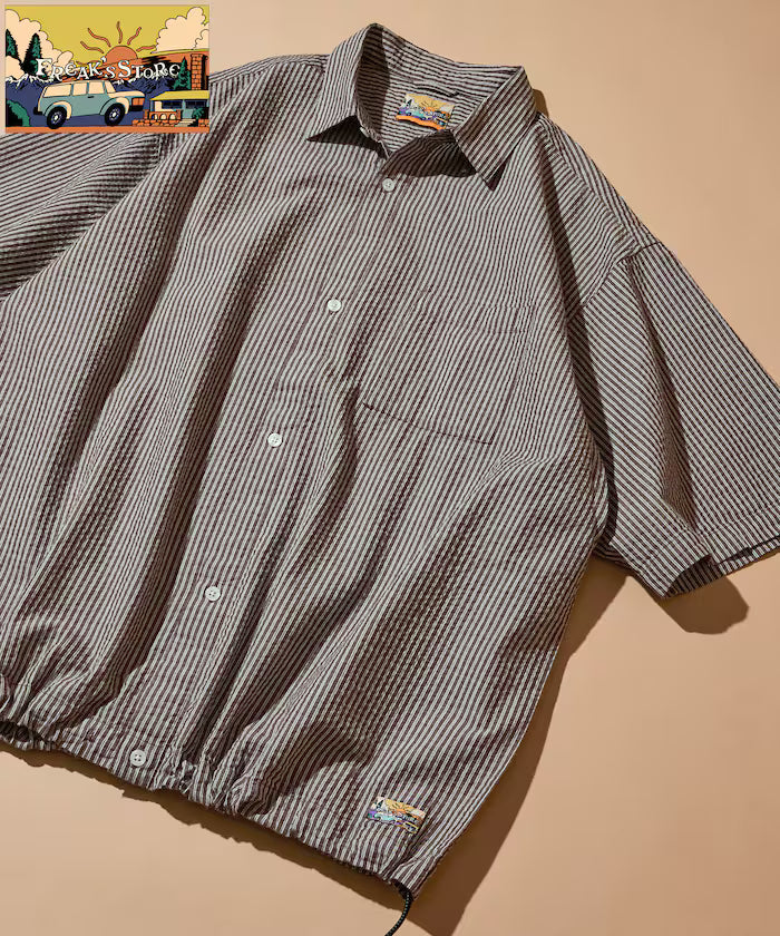 FREAK'S STORE for BEACH & FES Seersucker Spindle Regular Collar Short Sleeve Shirt