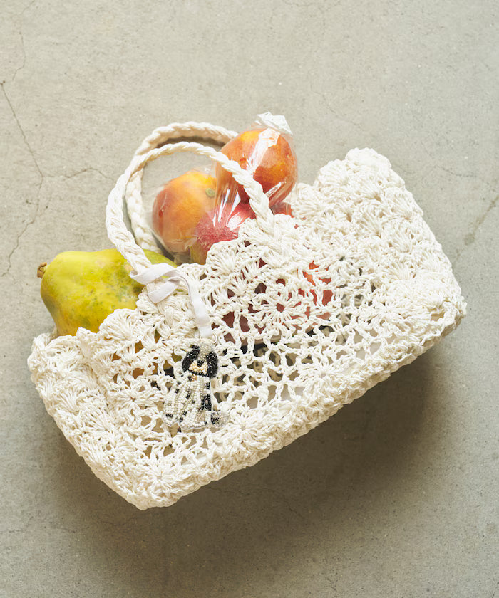 Raffia Boston Bag / Basket Bag - White