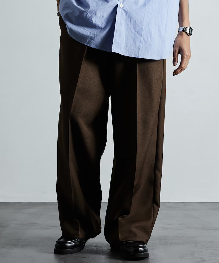 Wide Silhouette Staple Twill Easy Slacks/Wide Slacks [Limited Edition]