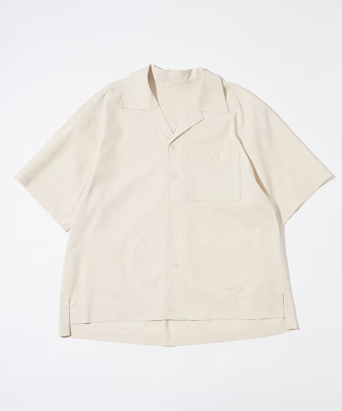 Ramie Blend Oversize Short Sleeve Open Collar Shirt / Easy Care Shirt / Linen Blend Short Sleeve Shirt