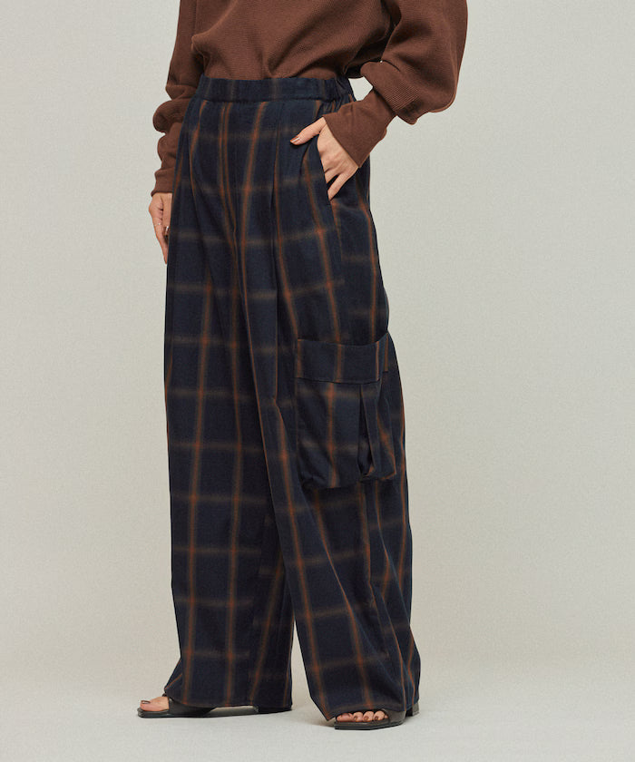 Ombre Check Easy Pants / Patch Pocket Wide Easy Pants