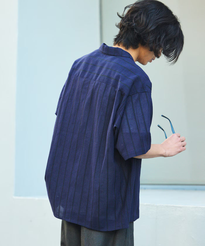 Relax Fit Relaxed Fit Shadow Stripe Open Color Shirt [Limited Release]
