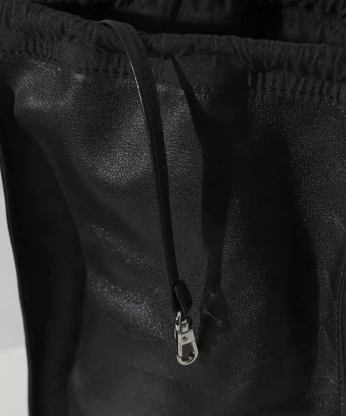 2WAY Leather Shoulder Bag 3 / Leather Vertical Drawstring 2WAY Shoulder Bag / Cowhide / Water-repellent Leather