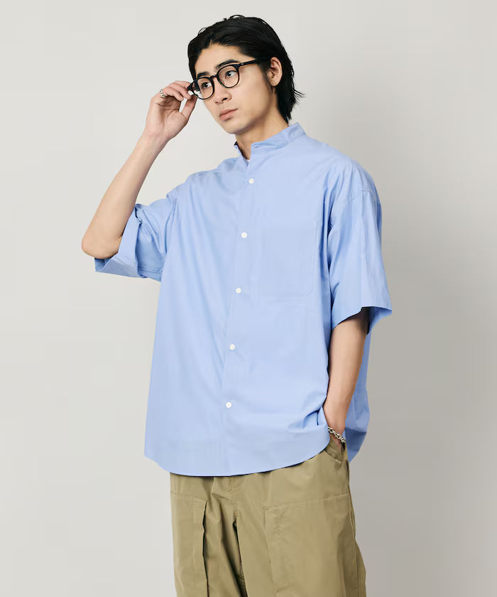 Relax Fit Relaxed Fit Band Collar Short Sleeve Shirt [Limited Edition]