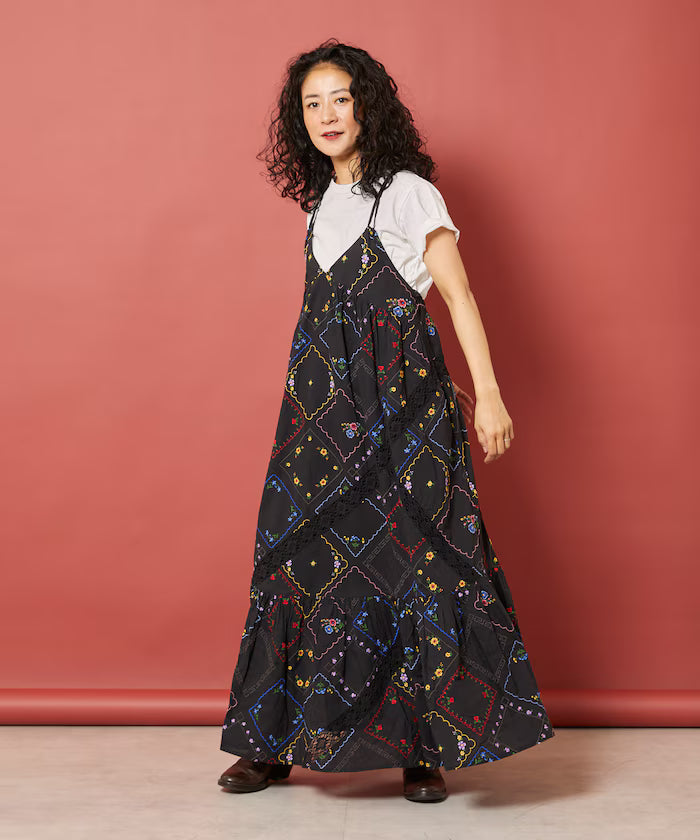 Flower Handkerchief Embroidered Camisole Dress