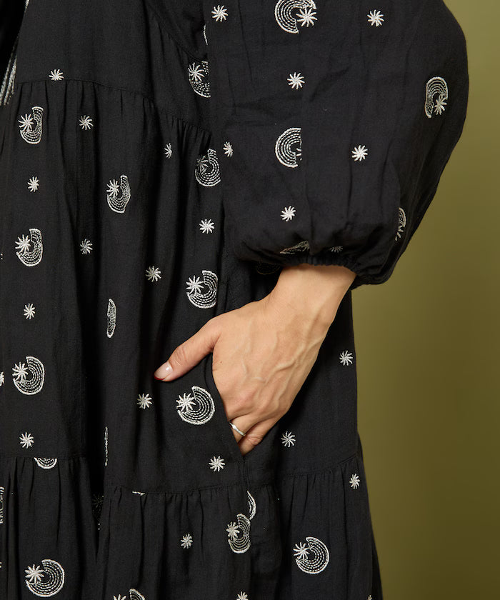 Lame Embroidered Moon & Star Dress