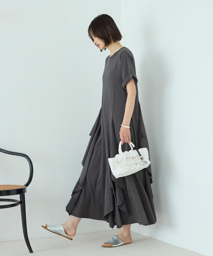 Organic Cotton Draped Flare Dress