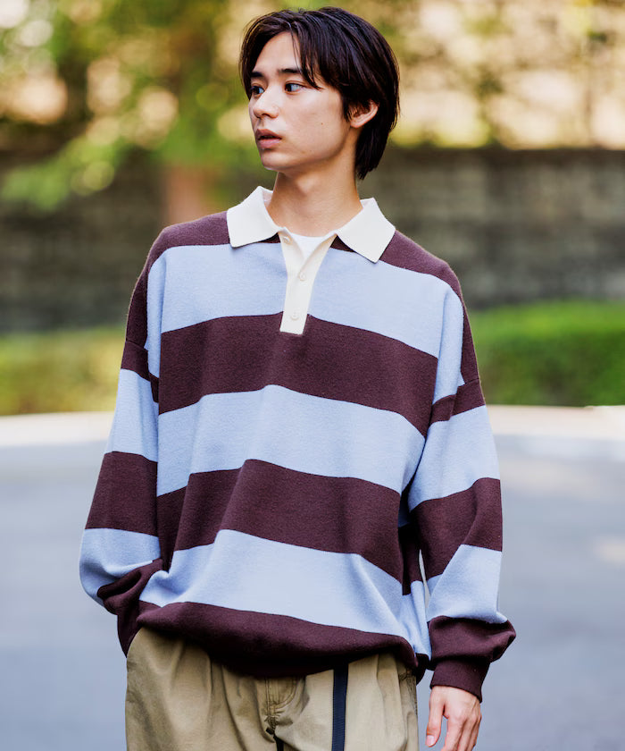 Big Silhouette Border Knit Rugby Shirt [Limited Edition]