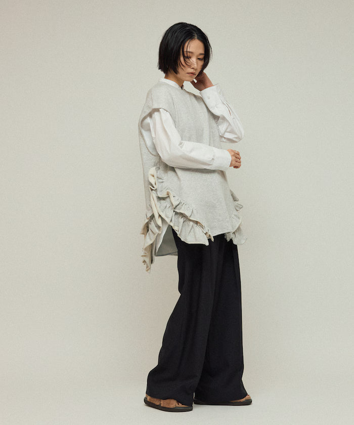 Organic Cotton Frill Hem Top / Relaxed Fit / French Terry Sweat / Best