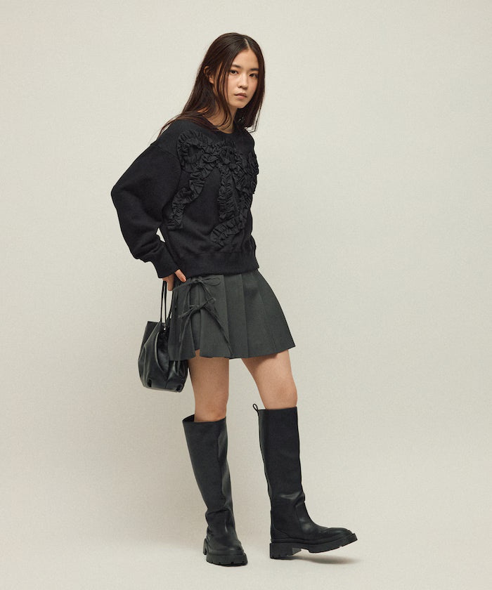 Organic Cotton Gather Ribbon Sweat / Relaxed Fit / French Terry Sweat