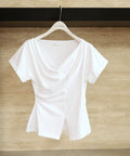 Lace Docking Draped Neck Top 【Limited Edition】 - White