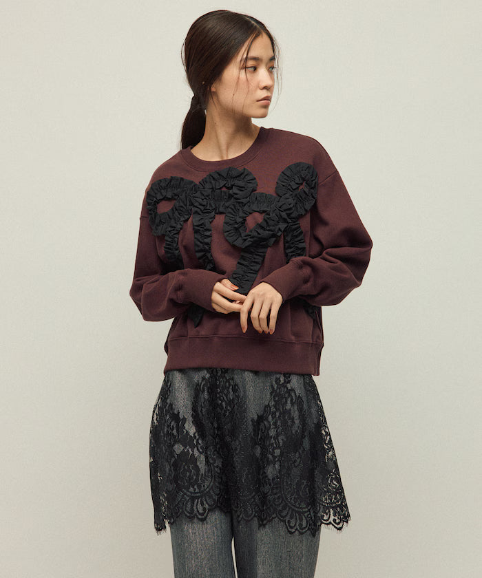 Organic Cotton Gather Ribbon Sweat / Relaxed Fit / French Terry Sweat