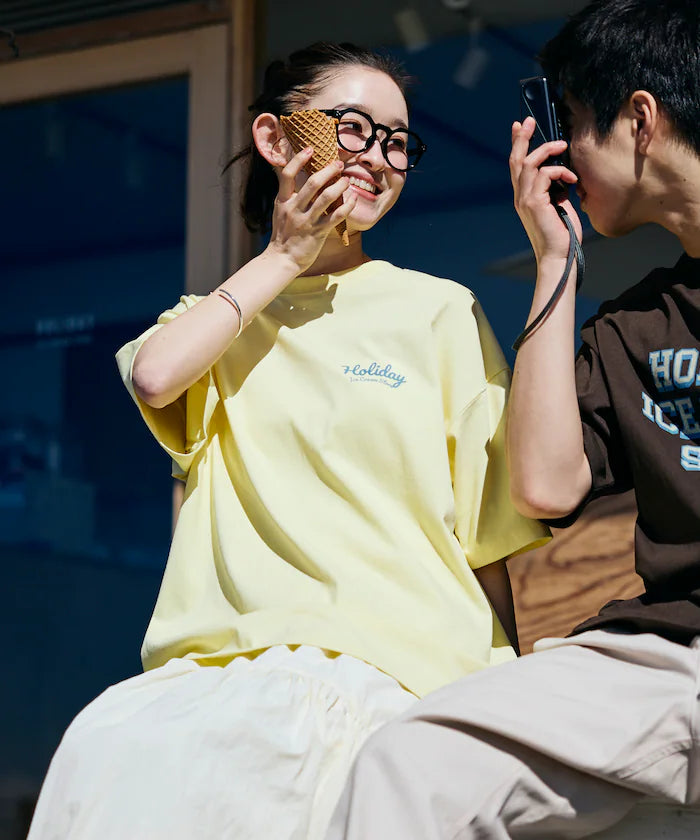 HOLIDAY ICECREAM×FREAK'S STORE Collaboration Big Silhouette Back Print Crew Neck T-Shirt [Limited Edition]
