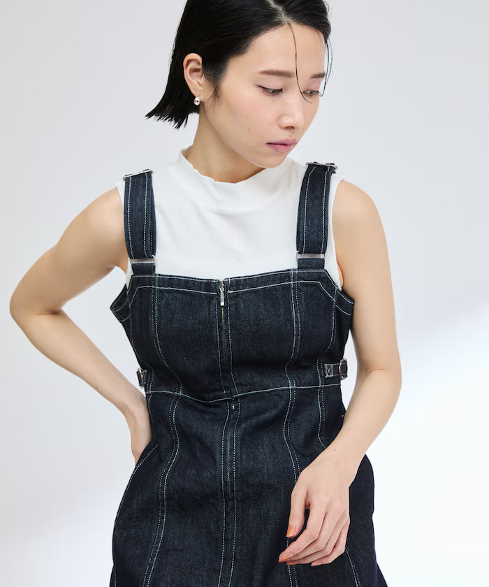 Denim Mermaid Dress / A-Line Slit Denim Overall Dress / Jumper Skirt