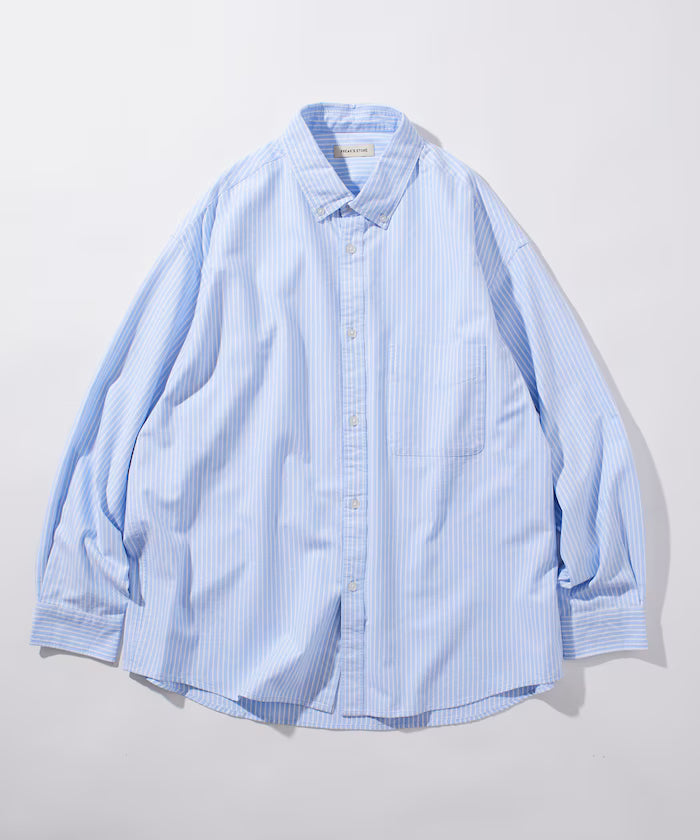 Big Silhouette Oxford Button-Down Shirt 【Limited Edition】 - Sax Thin Stripe