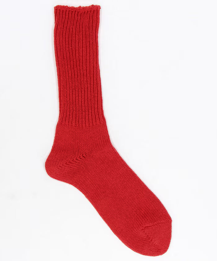 Low Gauge Ribbed Crew Socks (Fits 25.0-27.0cm) - Red