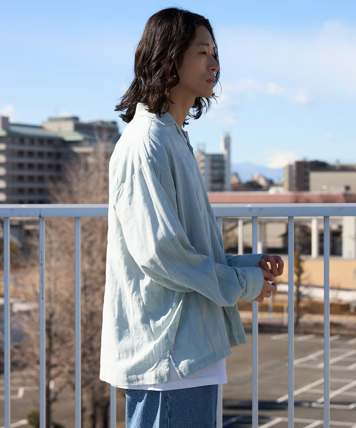 Dobby Woven Long Sleeve Open Collar Shirt / Big Silhouette