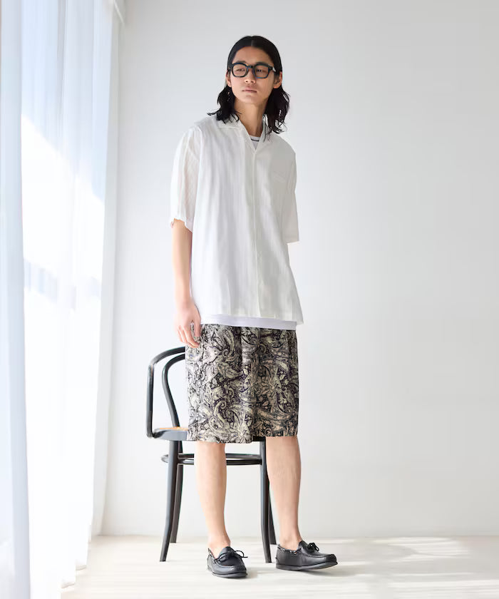 Dobby Weave Short Sleeve Open Collar Shirt / Big Silhouette