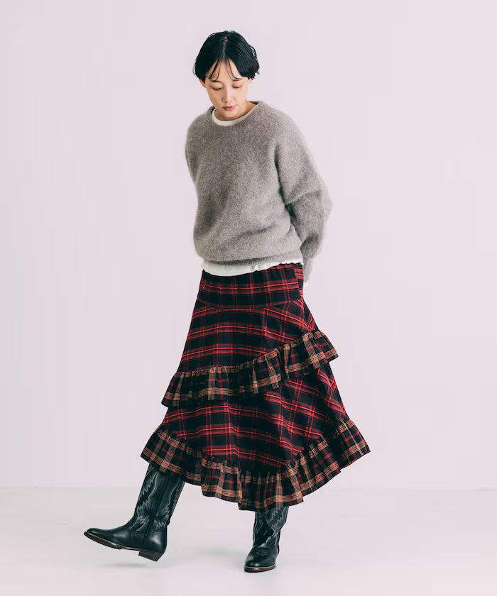 Nell Check Asymmetrical Frill Skirt