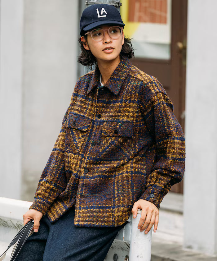 Poly Tweed CPO Check Shirt Jacket