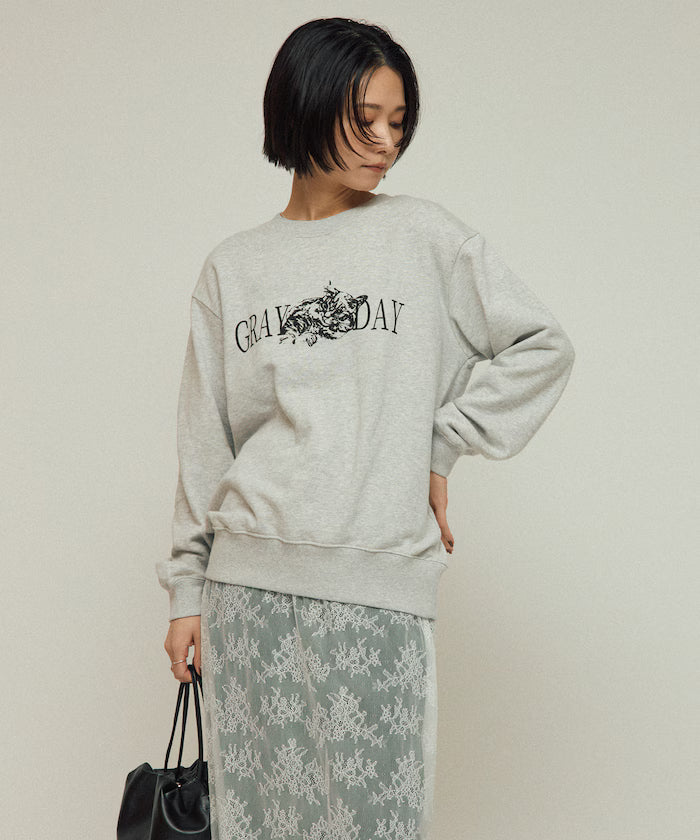Organic Cotton Animal Logo Print Sweat / CAT / Relaxed Fit / French Terry Sweat