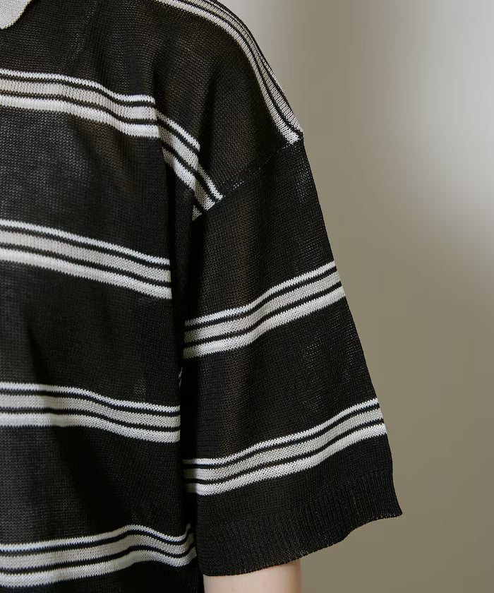 Sheer Border Short Sleeve Polo Summer Knit Limited Release